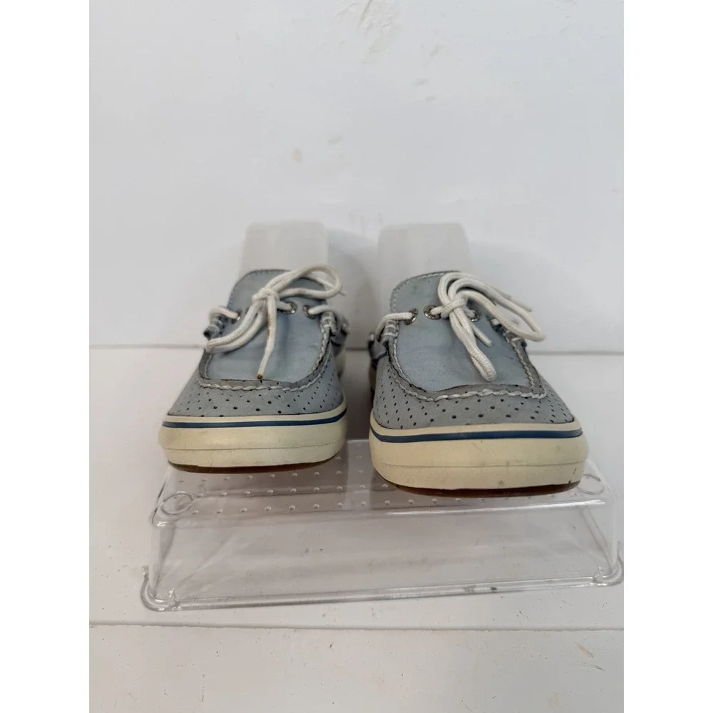 Sperry Top-Sider Boat Shoes Women's 7M Blue Perforated Leather‎ Lace Deck Shoes